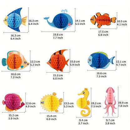 Tropical Fish Honeycomb Hanging Decorations Pack of 10