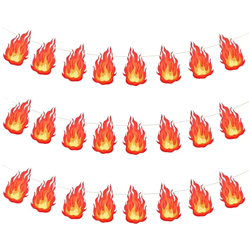Firefighter-Themed Party Banner with Realistic Flame Design