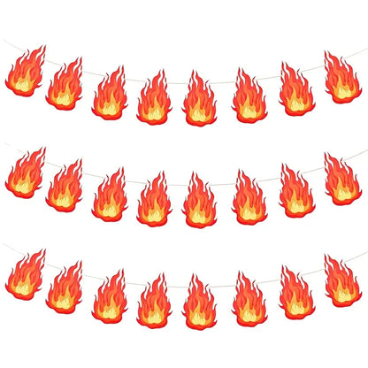 Firefighter-Themed Party Banner with Realistic Flame Design