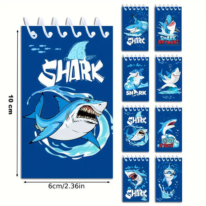 Blue Shark Sea Animal Spiral Pocket Notebooks Pack of 8