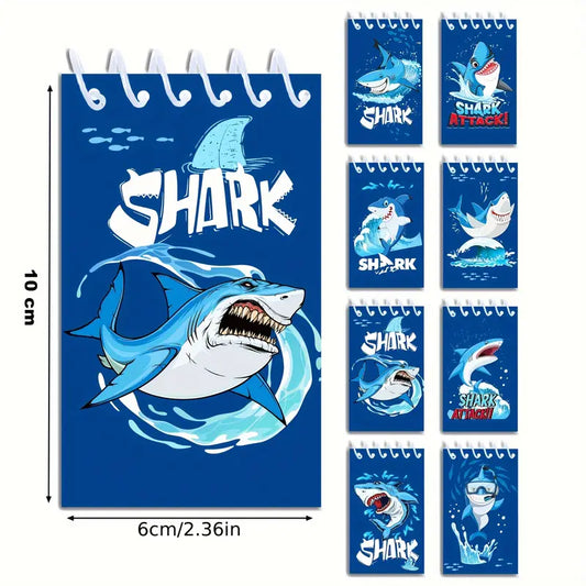 Blue Shark Sea Animal Spiral Pocket Notebooks Pack of 8