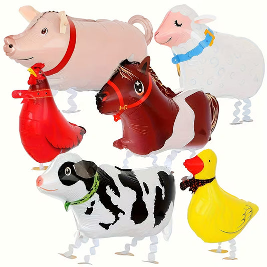 Walking Farm Air walker Animal Balloons Pack of 6