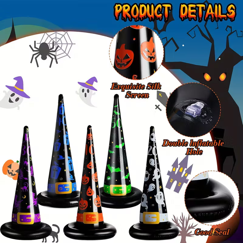Halloween inflatable witch hat ring toss Pack of 5