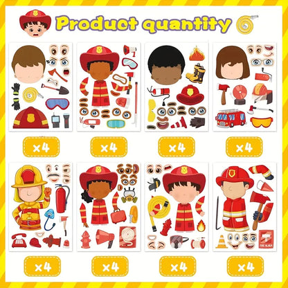 Firefighter DIY Themed Decals Pack of 32 Sheets
