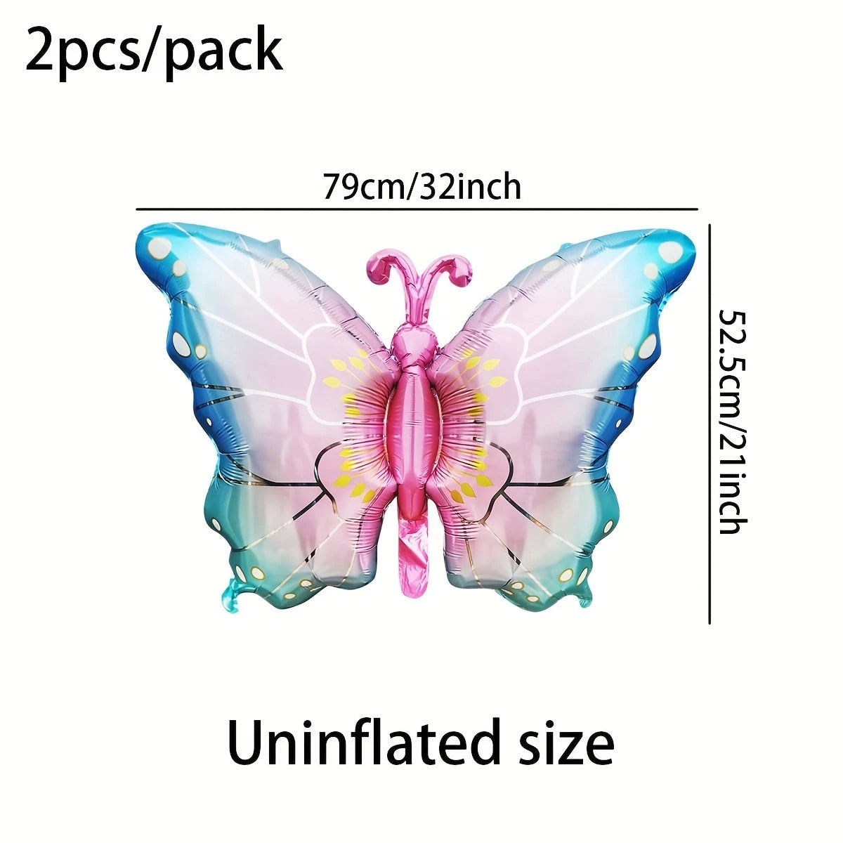 Gradient Butterfly Pink and Blue Foil Balloon