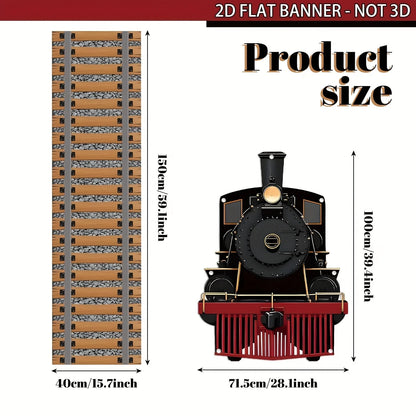 Train Party Decoration Hanging Banner and Railroad Track Aisle