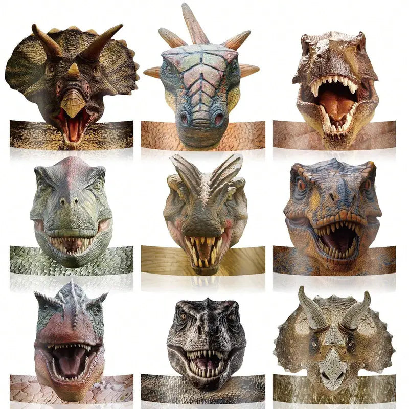 Realistic Dinosaur Party Hats & Crowns Pack of 9
