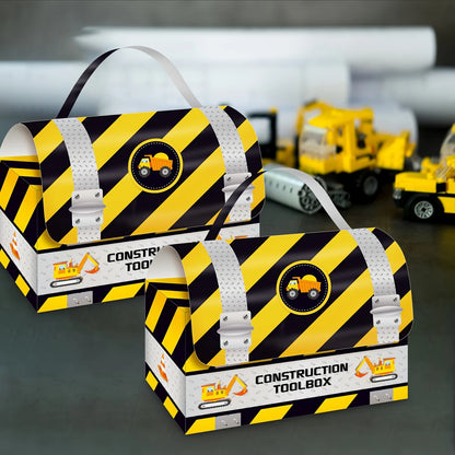 Construction Excavator Hand Carry Paper Party Boxes Pack of 12