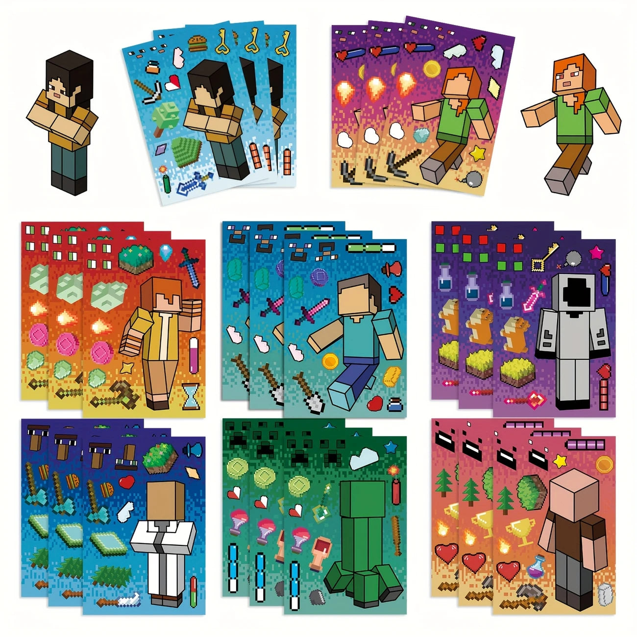 Minecraft Character Vinyl Stickers Pack of 8