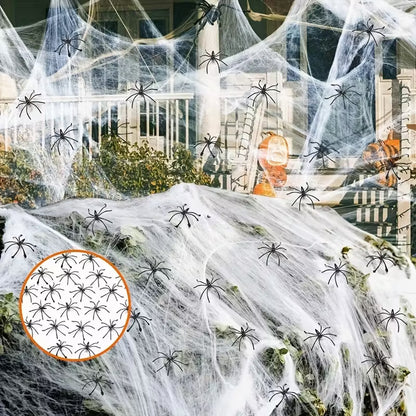 Glow-in-the-Dark Spider Web + 40 Fake Spiders