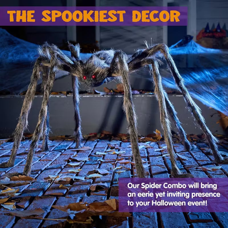 Realistic Brown Spider with Red Eyes, Detailed Legs & Furry Body