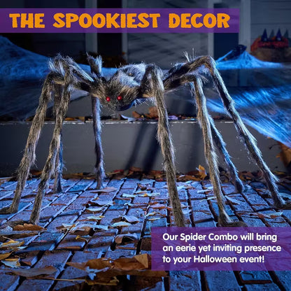 Realistic Brown Spider with Red Eyes, Detailed Legs & Furry Body