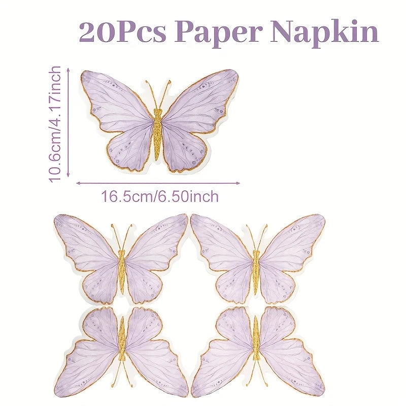 Butterfly Purple Theme Paper Napkins Pack of 20