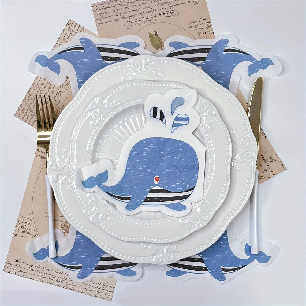 Whimsical Whale-Shaped Napkins Pack of 20