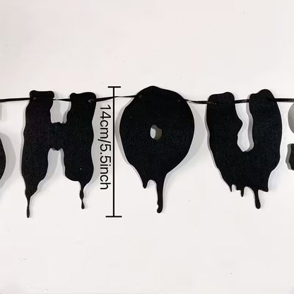 Halloween Banner, 'There's Some Horrors in This House' Black Felt Decor with Dripping Effect