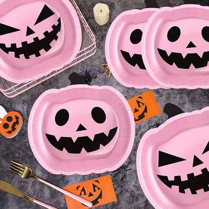 Pink Pumpkin Paper Dinner and Dessert Plates Pack of 48