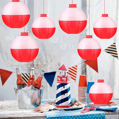 Fishing Float Round Paper Hanging Lanterns Pack of 5