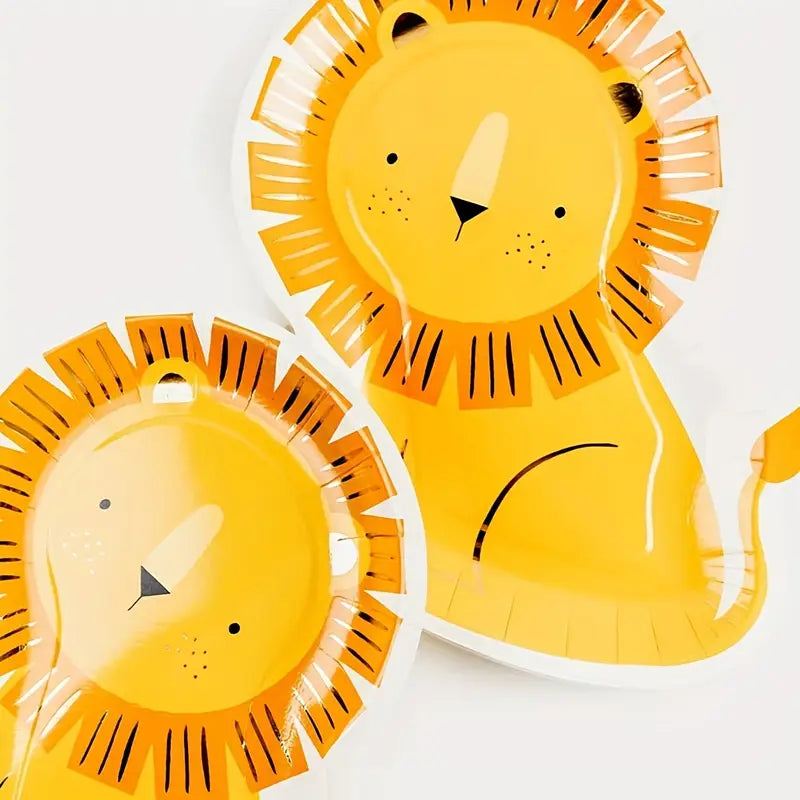 Lion Shaped Paper Plates Safari Pack of 12