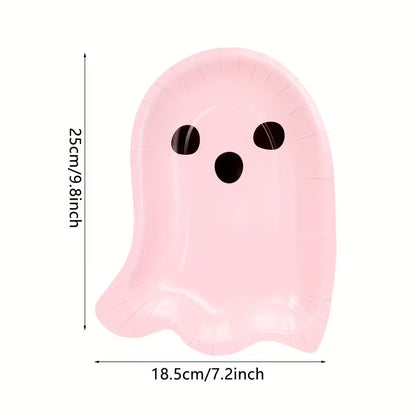 Light Pink Cute Boo Ghost Shaped Paper Plates Pack of 10
