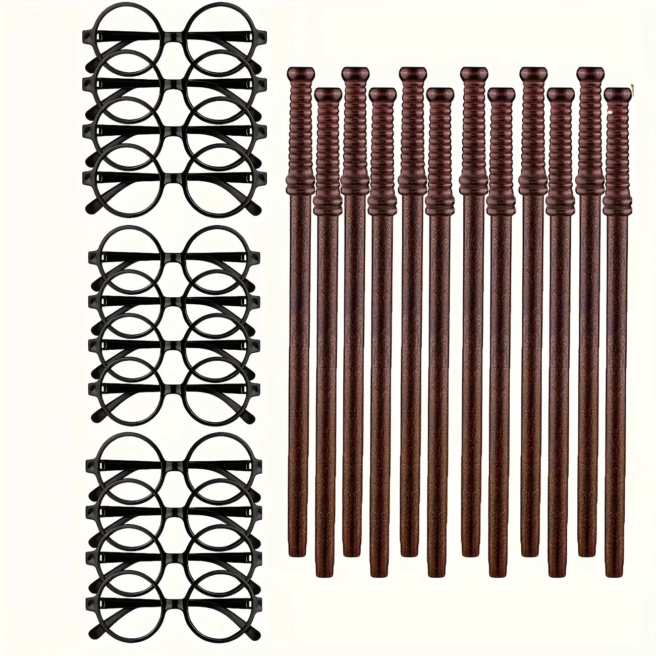 Harry Potter Enchanting Wand Pencils Harrys Round Frame Plastic Glasses Set of 12