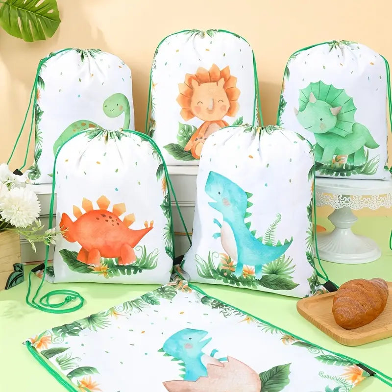 Cute Dinosaur Drawstring Bags Pack of 12