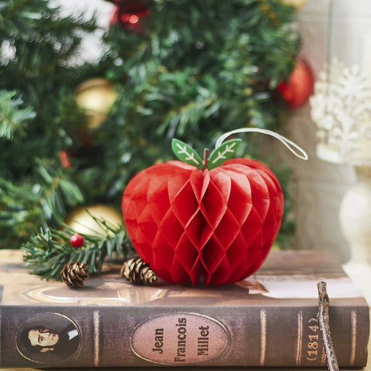 Vibrant Red Paper Apple Honeycomb Decorations Pack of 6
