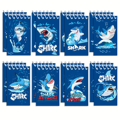 Blue Shark Sea Animal Spiral Pocket Notebooks Pack of 8