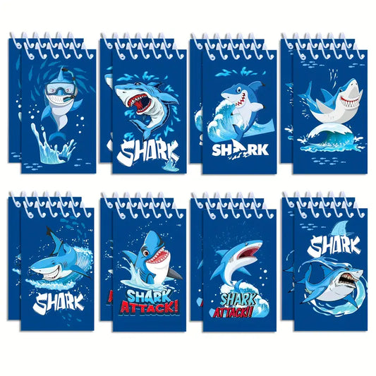 Blue Shark Sea Animal Spiral Pocket Notebooks Pack of 8