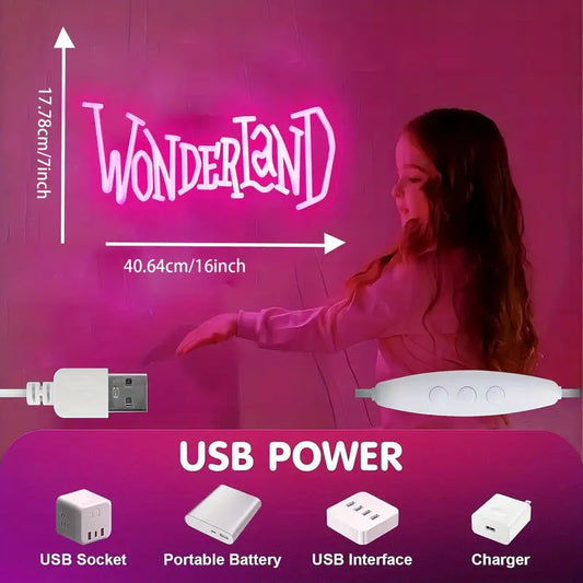 Wonderland Pink Neon Sign