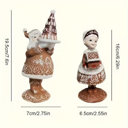 Gingerbread Mr and Mrs Claus Figurines Set