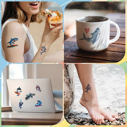 Cute Shark Temporary Tattoo Stickers Pack of 12 sheets