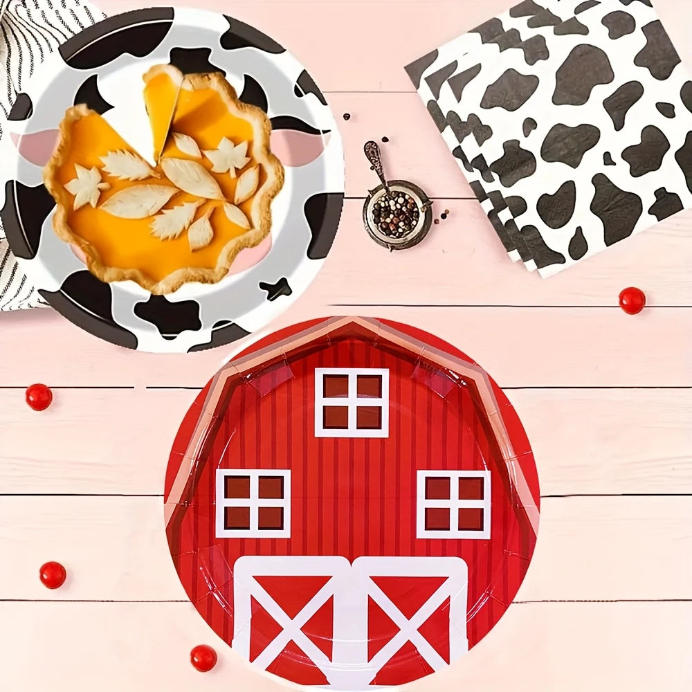 Farm Animal Themed Disposable Paper Dessert Plates Pack of 6
