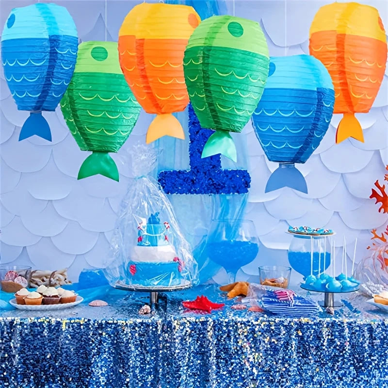 Fish-Shaped Ocean-Themed Paper Lanterns Pack of 6