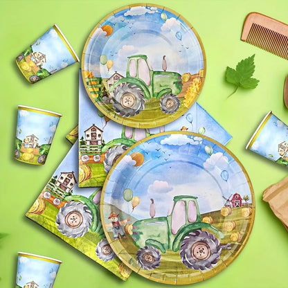 Farm Tractor Party Tableware For 10 Guests