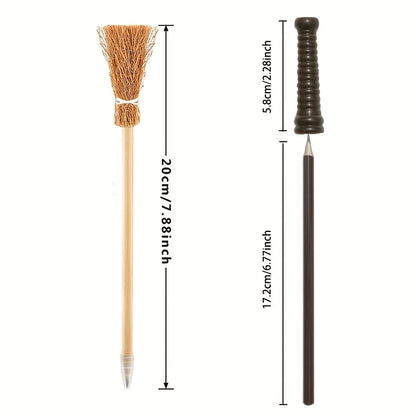 Harry Potter Wizard-Themed Pencils and Broom Pens Set of 6
