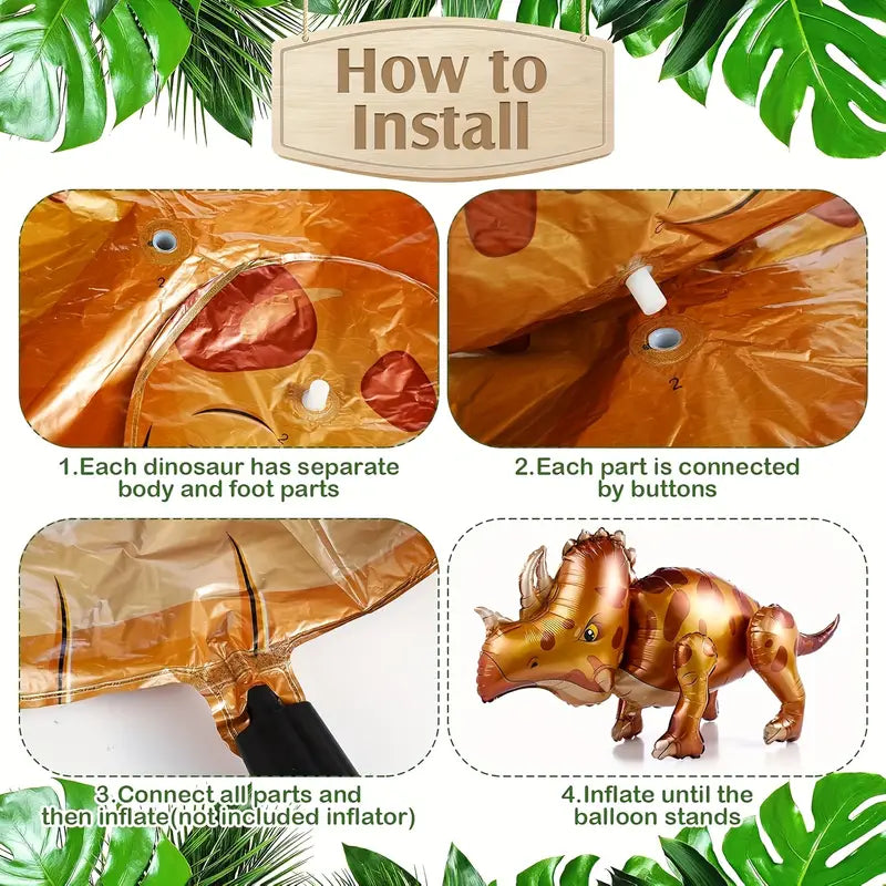 4D Dinosaur Balloons Self-Standing Aluminum Dinosaur Balloons