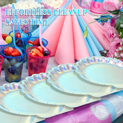 Holographic Mermaid Seashell Dinner Paper Plates Pack of 20