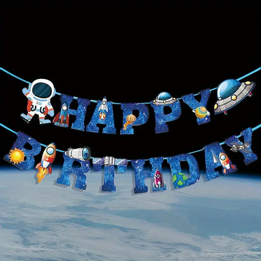 Astronaut Space Happy Birthday Paper Banner