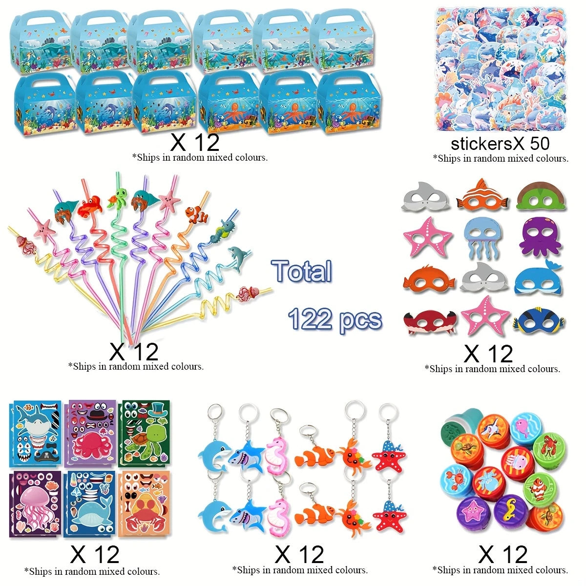 Sea Animal Theme Birthday Party Favors For 12 Guests