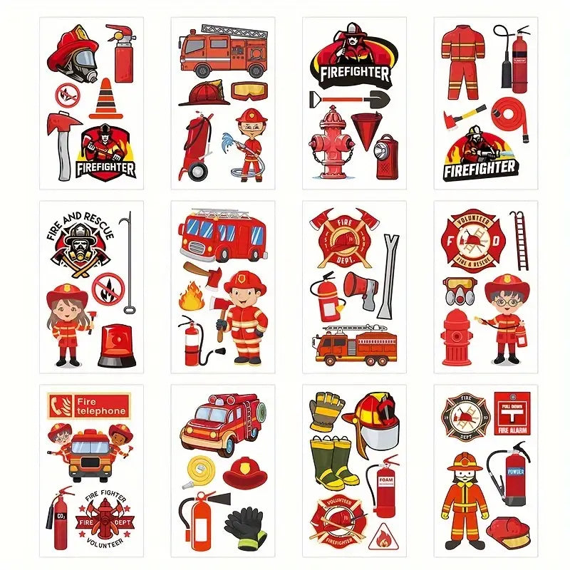 Firefighter Temporary Tattoos Pack of 12 Sheets