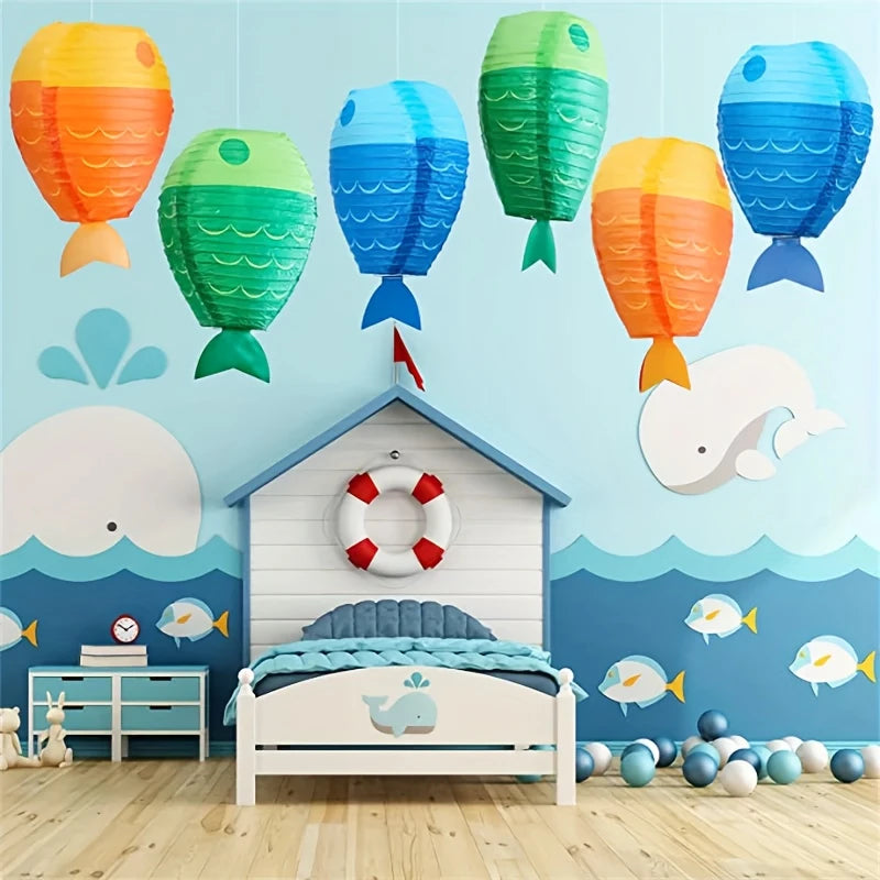 Fish-Shaped Ocean-Themed Paper Lanterns Pack of 6