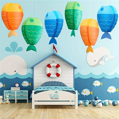 Fish-Shaped Ocean-Themed Paper Lanterns Pack of 6