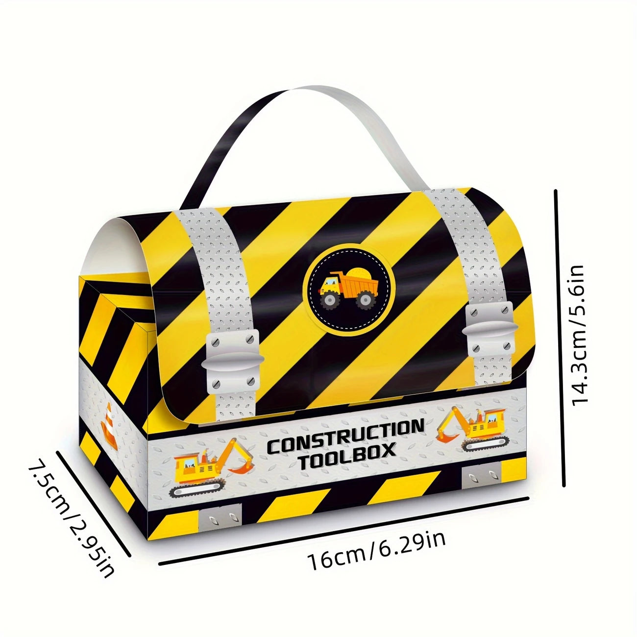 Construction Excavator Hand Carry Paper Party Boxes Pack of 12