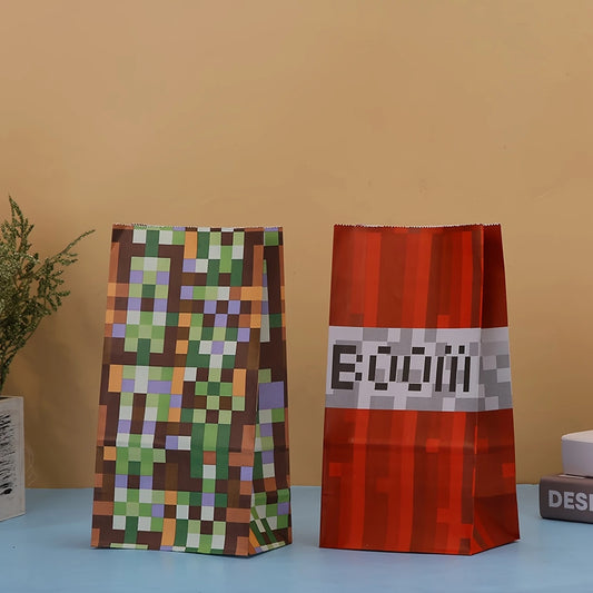 Minecraft Boom Pixel Paper Bags with Stickers Pack of 12