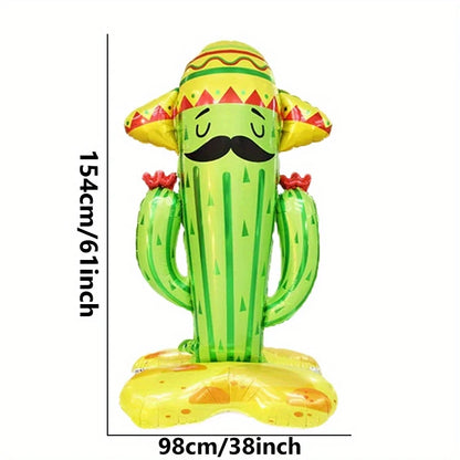 Large Cactus Balloon with Sombrero Standing