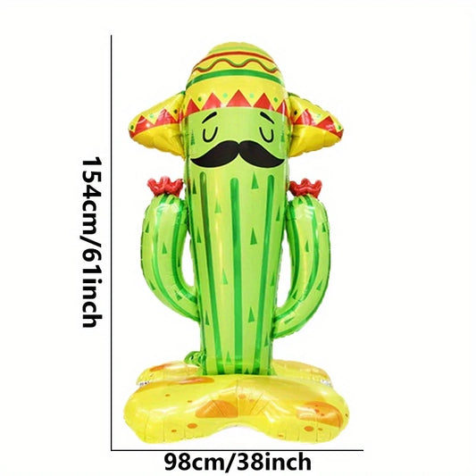 Large Cactus Balloon with Sombrero Standing