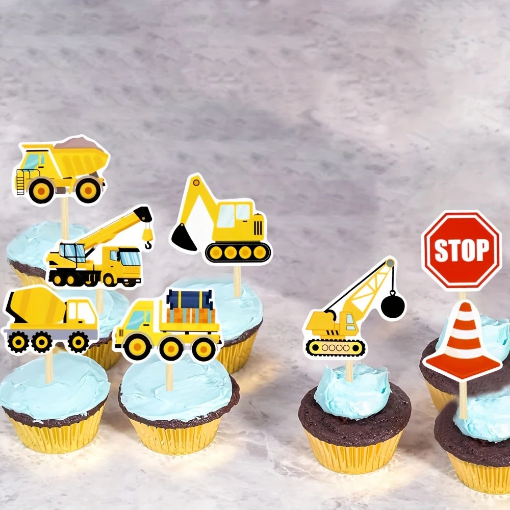 Construction Cupcake Toppers Pack of 16