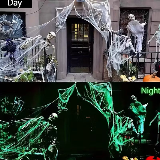 Glow-in-the-Dark Spider Web + 40 Fake Spiders