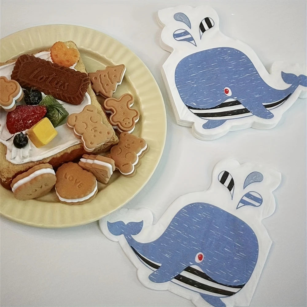 Whimsical Whale-Shaped Napkins Pack of 20