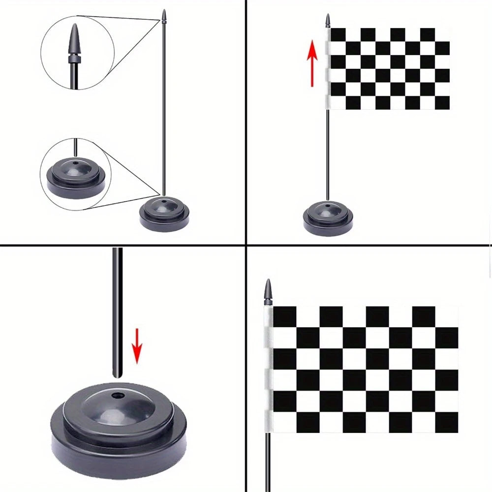 Checkered Black and White Racing Flag Table Decor Set of 2
